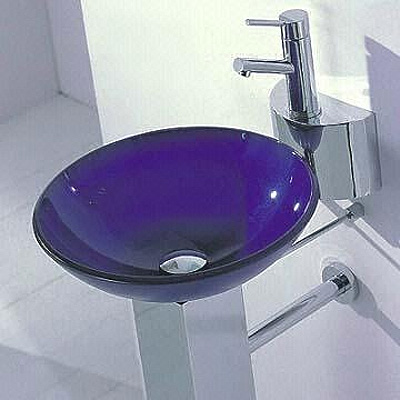 Glass Basin Sink Blue Bowl Only 