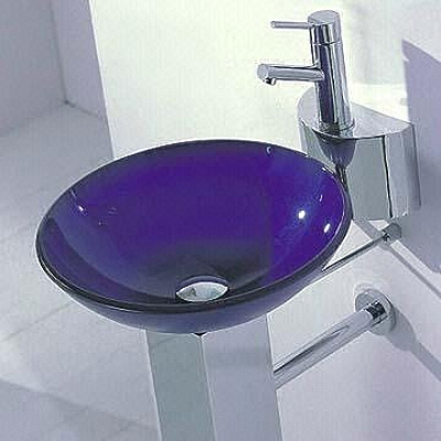 Glass Basin Sink Blue Bowl Only