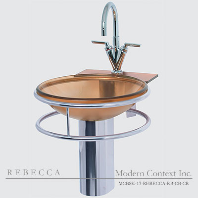 Rebecca Round Glass Bowl Sink in Clear White 
