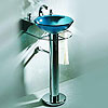 Stileto Modern Bathroom Sink Blue Glass Bowl and Chrome