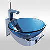 Ocean Blue Modern Bathroom Bowl Sink Glass and Chrome